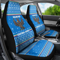 Equatorial Guinea Christmas Car Seat Cover with Nzalang Noel Eagle Flag Snowflakes and Blue Holiday - Wonder Print Shop