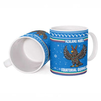 Equatorial Guinea Christmas Ceramic Mug with Nzalang Noel Eagle Flag Snowflakes and Blue Holiday - Wonder Print Shop