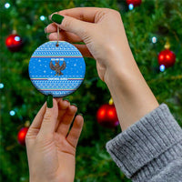 Equatorial Guinea Christmas Ceramic Ornament with Nzalang Noel Eagle Flag Snowflakes and Blue Holiday - Wonder Print Shop