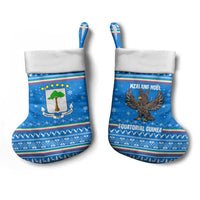 Equatorial Guinea Christmas Stocking with Nzalang Noel Eagle Flag Snowflakes and Blue Holiday - Wonder Print Shop