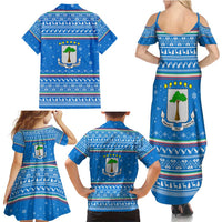 Equatorial Guinea Christmas Family Matching Summer Maxi Dress and Hawaiian Shirt with Nzalang Noel Eagle Flag Snowflakes and Blue Holiday - Wonder Print Shop