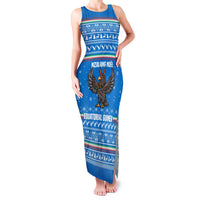 Equatorial Guinea Christmas Family Matching Tank Maxi Dress and Hawaiian Shirt with Nzalang Noel Eagle Flag Snowflakes and Blue Holiday - Wonder Print Shop