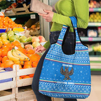 Equatorial Guinea Christmas Grocery Bag with Nzalang Noel Eagle Flag Snowflakes and Blue Holiday - Wonder Print Shop