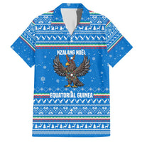 Equatorial Guinea Christmas Hawaiian Shirt with Nzalang Noel Eagle Flag Snowflakes and Blue Holiday - Wonder Print Shop