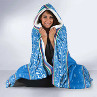 Equatorial Guinea Christmas Hooded Blanket with Nzalang Noel Eagle Flag Snowflakes and Blue Holiday - Wonder Print Shop