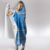 Equatorial Guinea Christmas Hooded Blanket with Nzalang Noel Eagle Flag Snowflakes and Blue Holiday - Wonder Print Shop