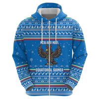 Equatorial Guinea Christmas Hoodie with Nzalang Noel Eagle Flag Snowflakes and Blue Holiday - Wonder Print Shop