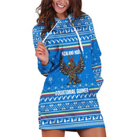 Equatorial Guinea Christmas Hoodie Dress with Nzalang Noel Eagle Flag Snowflakes and Blue Holiday - Wonder Print Shop