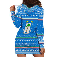 Equatorial Guinea Christmas Hoodie Dress with Nzalang Noel Eagle Flag Snowflakes and Blue Holiday - Wonder Print Shop