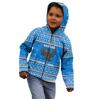 Equatorial Guinea Christmas Kid Hoodie with Nzalang Noel Eagle Flag Snowflakes and Blue Holiday - Wonder Print Shop