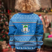 Equatorial Guinea Christmas Kid Ugly Christmas Sweater with Nzalang Noel Eagle Flag Snowflakes and Blue Holiday - Wonder Print Shop