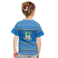 Equatorial Guinea Christmas Kid T Shirt with Nzalang Noel Eagle Flag Snowflakes and Blue Holiday - Wonder Print Shop
