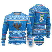 Equatorial Guinea Christmas Ugly Christmas Sweater with Nzalang Noel Eagle Flag Snowflakes and Blue Holiday - Wonder Print Shop