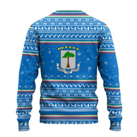 Equatorial Guinea Christmas Ugly Christmas Sweater with Nzalang Noel Eagle Flag Snowflakes and Blue Holiday - Wonder Print Shop