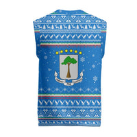 Equatorial Guinea Christmas Knitted V-Neck Vest with Nzalang Noel Eagle Flag Snowflakes and Blue Holiday - Wonder Print Shop