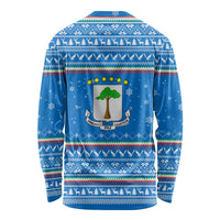 Equatorial Guinea Christmas Long Sleeve Shirt with Nzalang Noel Eagle Flag Snowflakes and Blue Holiday - Wonder Print Shop