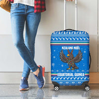 Equatorial Guinea Christmas Luggage Cover with Nzalang Noel Eagle Flag Snowflakes and Blue Holiday - Wonder Print Shop