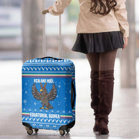 Equatorial Guinea Christmas Luggage Cover with Nzalang Noel Eagle Flag Snowflakes and Blue Holiday - Wonder Print Shop