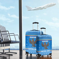 Equatorial Guinea Christmas Luggage Cover with Nzalang Noel Eagle Flag Snowflakes and Blue Holiday - Wonder Print Shop