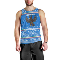 Equatorial Guinea Christmas Men Tank Top with Nzalang Noel Eagle Flag Snowflakes and Blue Holiday - Wonder Print Shop