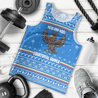 Equatorial Guinea Christmas Men Tank Top with Nzalang Noel Eagle Flag Snowflakes and Blue Holiday - Wonder Print Shop