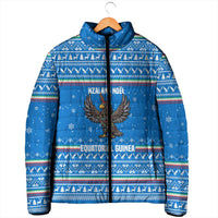 Equatorial Guinea Christmas Padded Jacket with Nzalang Noel Eagle Flag Snowflakes and Blue Holiday - Wonder Print Shop