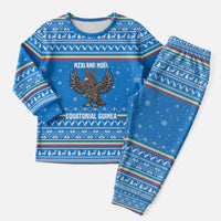 Equatorial Guinea Christmas Pajama Set with Nzalang Noel Eagle Flag Snowflakes and Blue Holiday - Wonder Print Shop