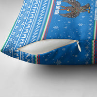 Equatorial Guinea Christmas Pillow Cover with Nzalang Noel Eagle Flag Snowflakes and Blue Holiday - Wonder Print Shop