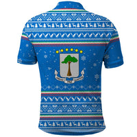 Equatorial Guinea Christmas Polo Shirt with Nzalang Noel Eagle Flag Snowflakes and Blue Holiday - Wonder Print Shop