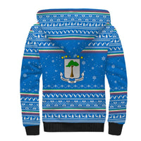 Equatorial Guinea Christmas Sherpa Hoodie with Nzalang Noel Eagle Flag Snowflakes and Blue Holiday - Wonder Print Shop