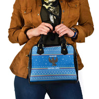 Equatorial Guinea Christmas Shoulder Handbag with Nzalang Noel Eagle Flag Snowflakes and Blue Holiday - Wonder Print Shop