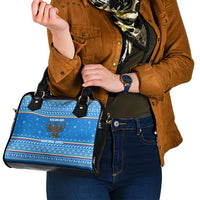 Equatorial Guinea Christmas Shoulder Handbag with Nzalang Noel Eagle Flag Snowflakes and Blue Holiday - Wonder Print Shop
