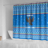 Equatorial Guinea Christmas Shower Curtain with Nzalang Noel Eagle Flag Snowflakes and Blue Holiday - Wonder Print Shop