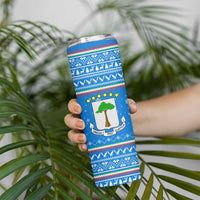 Equatorial Guinea Christmas Skinny Tumbler with Nzalang Noel Eagle Flag Snowflakes and Blue Holiday - Wonder Print Shop