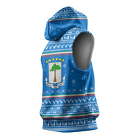 Equatorial Guinea Christmas Sleeveless Hoodie with Nzalang Noel Eagle Flag Snowflakes and Blue Holiday - Wonder Print Shop