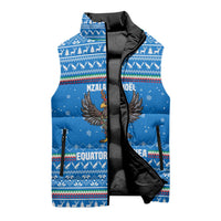 Equatorial Guinea Christmas Sleeveless Puffer Jacket with Nzalang Noel Eagle Flag Snowflakes and Blue Holiday - Wonder Print Shop