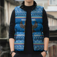 Equatorial Guinea Christmas Sleeveless Puffer Jacket with Nzalang Noel Eagle Flag Snowflakes and Blue Holiday - Wonder Print Shop