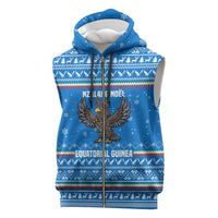 Equatorial Guinea Christmas Sleeveless Zip Hoodie with Nzalang Noel Eagle Flag Snowflakes and Blue Holiday - Wonder Print Shop