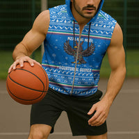 Equatorial Guinea Christmas Sleeveless Zip Hoodie with Nzalang Noel Eagle Flag Snowflakes and Blue Holiday - Wonder Print Shop