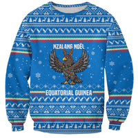 Equatorial Guinea Christmas Sweatshirt with Nzalang Noel Eagle Flag Snowflakes and Blue Holiday - Wonder Print Shop
