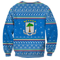 Equatorial Guinea Christmas Sweatshirt with Nzalang Noel Eagle Flag Snowflakes and Blue Holiday - Wonder Print Shop