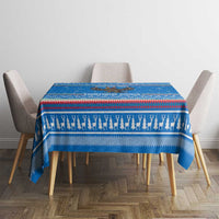 Equatorial Guinea Christmas Tablecloth with Nzalang Noel Eagle Flag Snowflakes and Blue Holiday - Wonder Print Shop