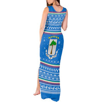 Equatorial Guinea Christmas Tank Maxi Dress with Nzalang Noel Eagle Flag Snowflakes and Blue Holiday - Wonder Print Shop