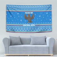 Equatorial Guinea Christmas Tapestry with Nzalang Noel Eagle Flag Snowflakes and Blue Holiday - Wonder Print Shop
