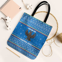Equatorial Guinea Christmas Tote Bag with Nzalang Noel Eagle Flag Snowflakes and Blue Holiday - Wonder Print Shop