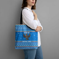 Equatorial Guinea Christmas Tote Bag with Nzalang Noel Eagle Flag Snowflakes and Blue Holiday - Wonder Print Shop