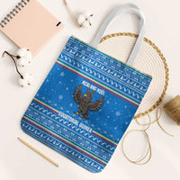 Equatorial Guinea Christmas Tote Bag with Nzalang Noel Eagle Flag Snowflakes and Blue Holiday - Wonder Print Shop