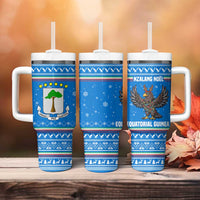 Equatorial Guinea Christmas Tumbler With Handle with Nzalang Noel Eagle Flag Snowflakes and Blue Holiday - Wonder Print Shop
