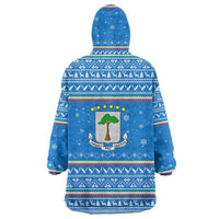 Equatorial Guinea Christmas Wearable Blanket Hoodie with Nzalang Noel Eagle Flag Snowflakes and Blue Holiday - Wonder Print Shop
