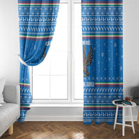Equatorial Guinea Christmas Window Curtain with Nzalang Noel Eagle Flag Snowflakes and Blue Holiday - Wonder Print Shop